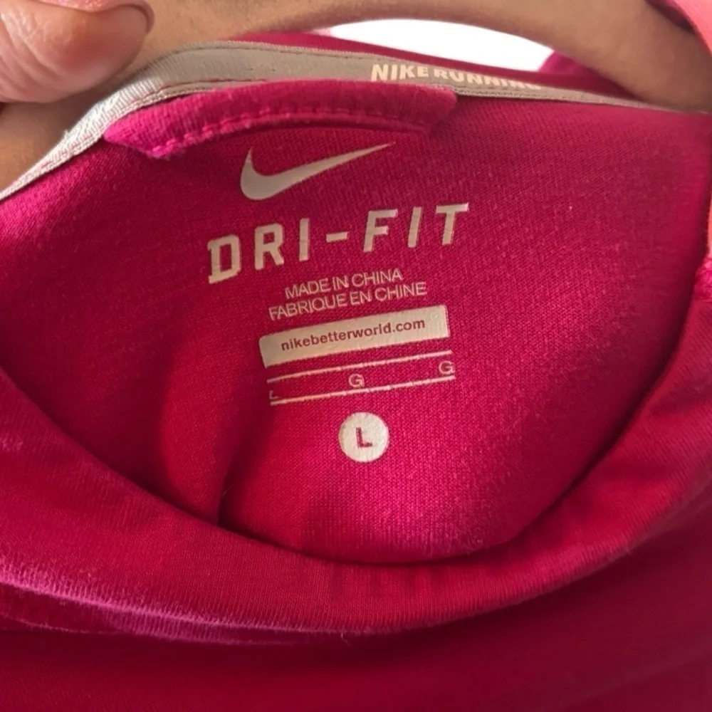Nike Dri Fit Long Sleeve Pink Running Shirt Size Large (L)